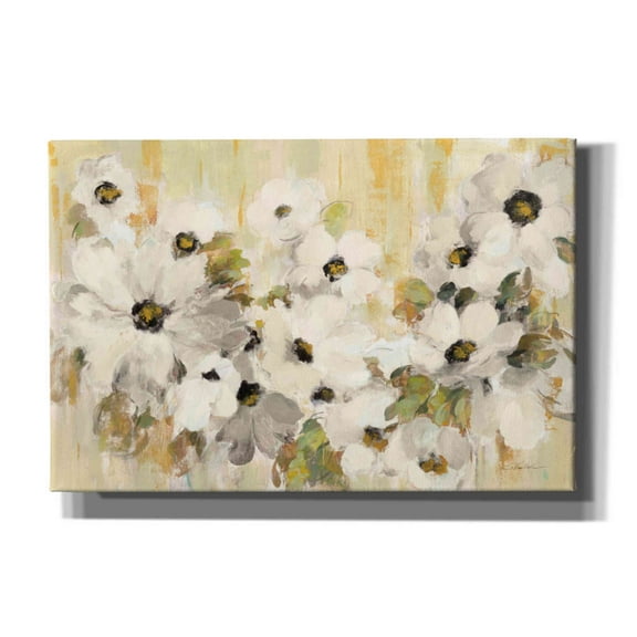 Epic Graffiti 'White and Green Bloom' by Silvia Vassileva, Canvas Wall Art, 60"x40"