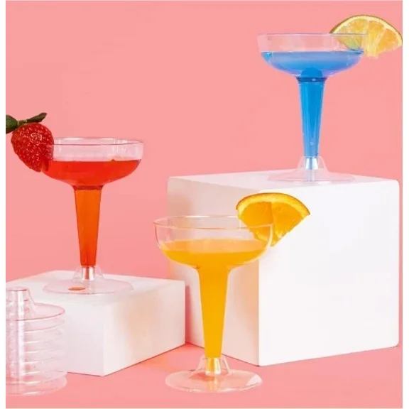 FINE MAKER 24-pack modern plastic champagne flutes, champagne glasses, cocktail glasses