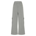 thumbnail image 6 of LLYwey Sequin Pants Women Ladies New Straight Tube Solid Color Multi Pocket High Waisted Drawstring Work Sweatpants Pants New Full Length Pants Trousers Regular Fitted Gray M, 6 of 8