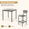 thumbnail image 3 of Costway 5-Piece Industrial Dining Table Set with Counter Height Table & 4 Bar Stools Grey, 3 of 10