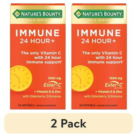 (2 pack) Nature's Bounty Immune 24 Hour + 1,000 mg 50 Sgels