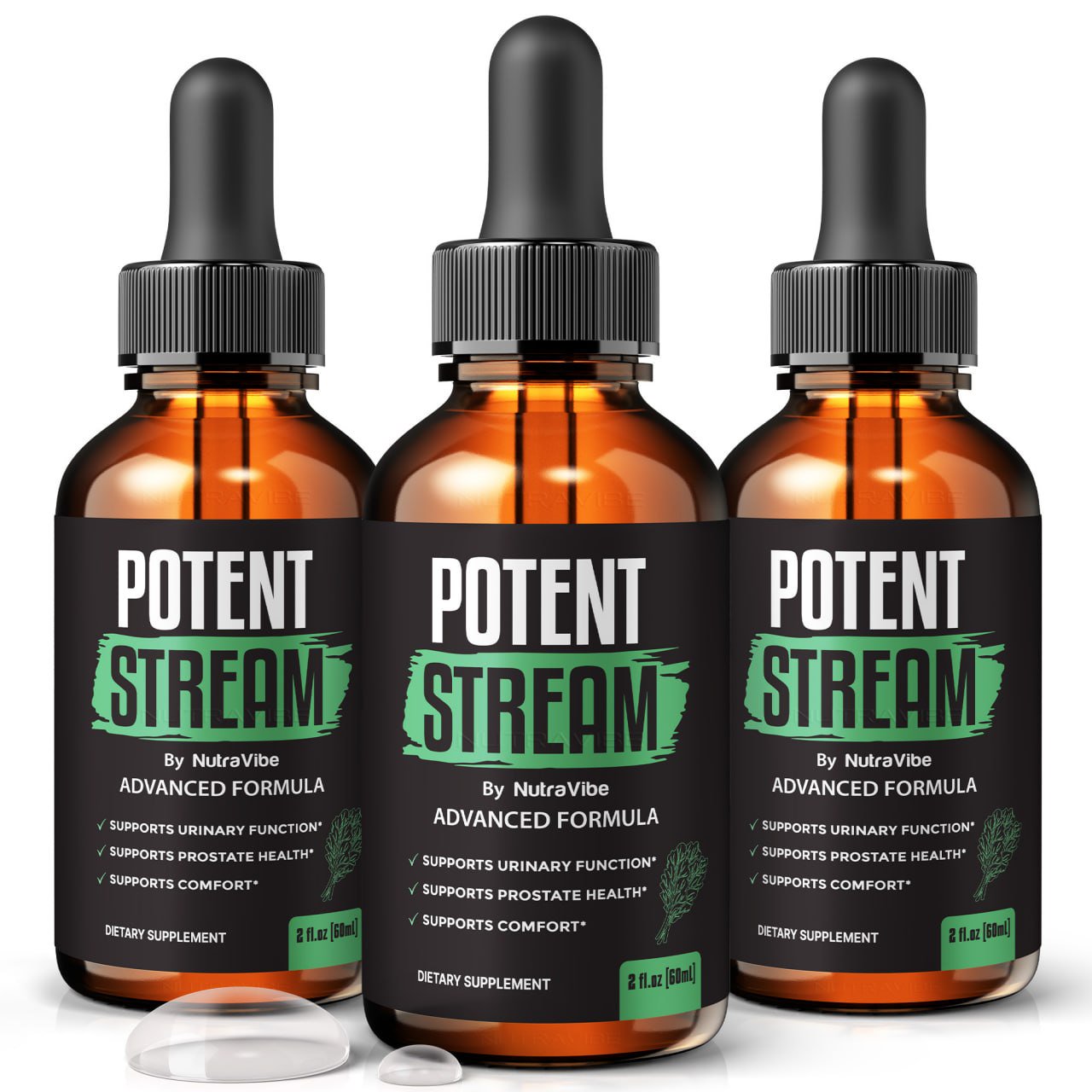 (3 Pack) Potent Stream Drops, Advanced Formula for Prostate Health, All-Natural Prostate Support Supplement, Maximum Strength Drops for Overall Health, PotentStream Reviews