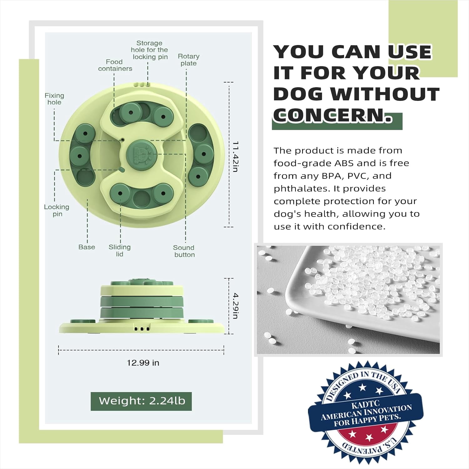 KADTC Dog Puzzle Toy, Large Size, 3 Levels of Step-by-Step Challenge, 3 Ways to Play Beginner to Advanced Slow Feeder & Mental Stimulation for Dogs Enrichment Toys