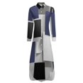 thumbnail image 6 of Gray Blue Geometric Abstract Pattern Shirt Dress Long Sleeve Street Fashion V Neck Oversized Casual Dress Women Evening Dress, 6 of 7