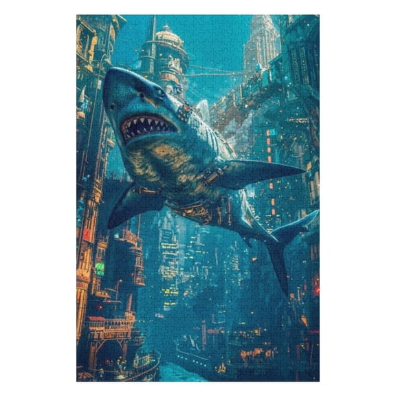 Puzzles for Adults 300 Pieces - Futuristic Robot Shark Funny Puzzles Brain Challenge Educational Game Relaxation Pastime Entertainment Activity Decorative Puzzle