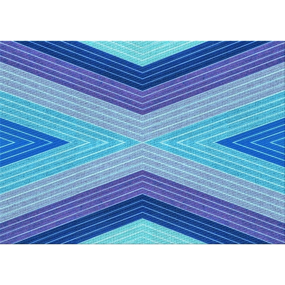 Ahgly Company Indoor Rectangle Patterned Ocean Blue Area Rugs, 7' x 10'