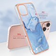 thumbnail image 5 of ELEHOLD for iPhone 13 6.1 inch Marble Case, Clear Electroplated Frame Soft TPU Anti-Scratch Wear-Resistant Wireless Charging Slim Fit Transparent Case for iPhone 13, Blue, 5 of 9