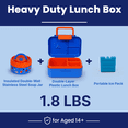 thumbnail image 3 of Bento Lunch Box 1283ML/ 43 oz, 3 Compartment Lunch Box with 391 ML/ 13 oz Thermal Food Jar and Ice Pack, Airtight Bento Box, Removable Tray and Handle, BPA-Free and Food-Safe Materials(Blue), 3 of 9