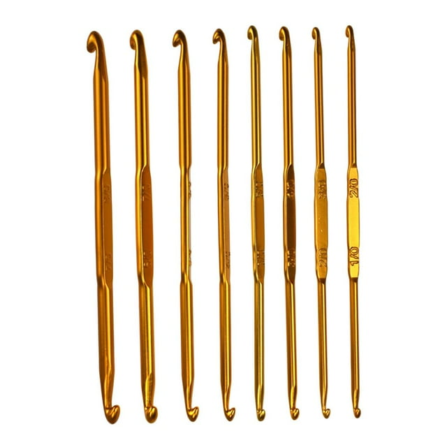 8Pc Aluminium Crochet Hooks Knitting Needles Two Ends DIY Crocheting Weave Craft