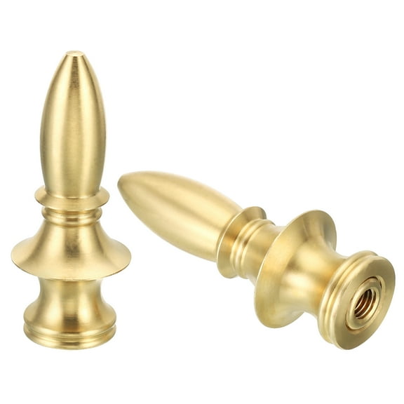 Uxcell 2.1" Tall Brass Lamp Finials Cap Knob 2 Set Lamp Screw Holder Tapped 1/4-27 Table Floor Lamp Shade Decorations