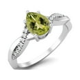 thumbnail image 2 of 7X5MM Pear Peridot 925 Sterling Silver Solitaire Split Shank Women Valentines Day Gifts Ring, 2 of 3