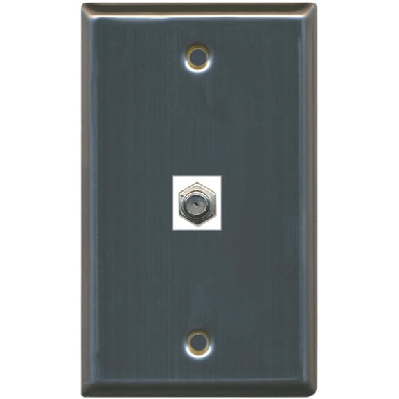 RiteAV Coax Cable TV Wall Plate 1 Gang Flat - Stainless Steel