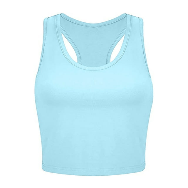 GDREDA Débardeurs Athlétiques pour Femmes, Imprimé Lever de Soleil, Sans Manches, Randonnée, Bleu Clair, TTG