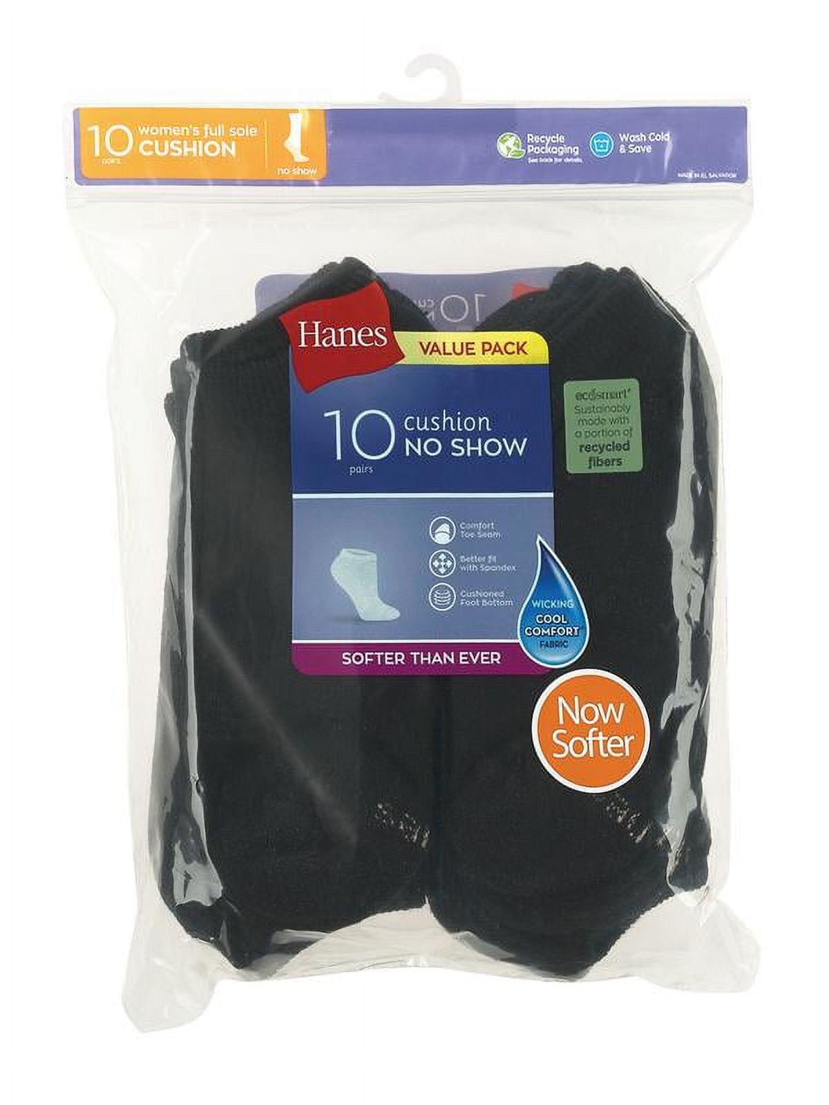 Hanes Women's Cool Comfort No Show Socks, Extended Size 10-Pair Value Pack - image 2 of 6