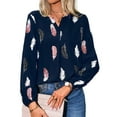 thumbnail image 1 of FASHIONWT Women Business Boho Long Sleeve V-Neck Blouse Hawaiian Graphic Lantern Shirts, 1 of 4