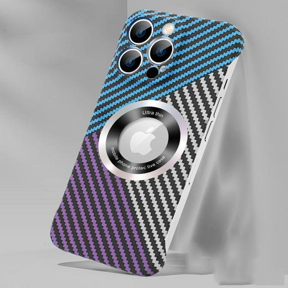 for iPhone 13 Pro Case, Exposed Sides for Comfort, Aramid Fiber, MagSafe Compatible, Protective Raised Corners, Ultra Slim Frameless Case for iPhone 13 Pro 6.1 inch, Blue/Silver/Purple