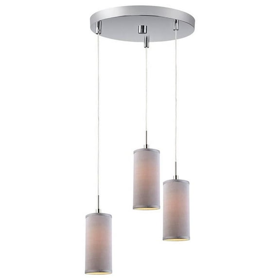 Woodbridge Lighting Sypta 3-Light Fabric Cluster Pendant in Satin Nickel/Gray