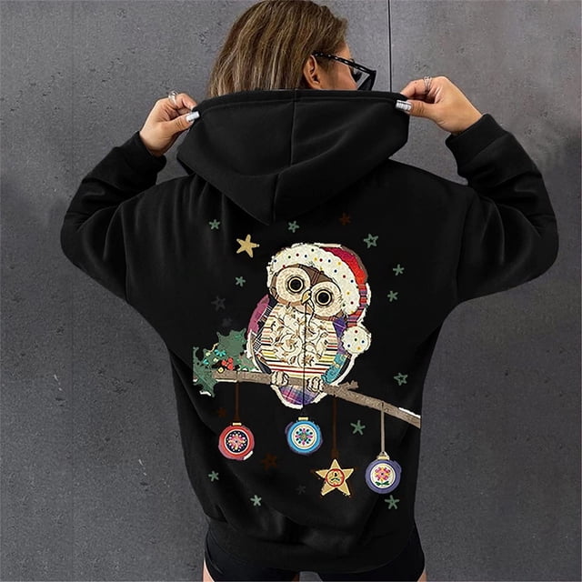 Pntutb sudaderas con capucha de Navidad para mujer lindo Elk gráfico moda sudaderas con capucha de manga larga pulóver sudaderas casuales Pntutb Pntutb-7288