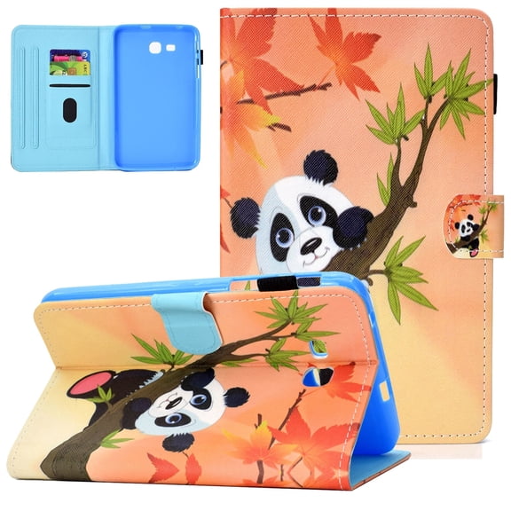 Galaxy Tab 3/ E Lite 7.0 Case SM-T110/T111/T113,Allytech Ultra Slim Lightweight Kickstand Full Protective Folio Magnetic Cards Holder Wallet Case Cover for Samsung Galaxy Tab E Lite 7.0,Panda Leaf