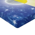 thumbnail image 2 of Ambesonne Space View Fitted Sheet, Sun Beams Sky Stars, Twin Size, Blue Yellow, 2 of 3