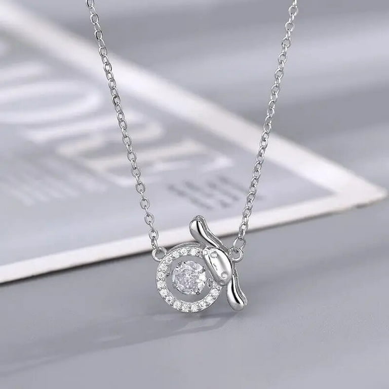 Hello Kitty Sanrio Necklace Silver Color Layer Shining Bling Women Clavicle  Chain Elegant Charm Wed Pendant Jewelry Gift