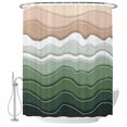 thumbnail image 2 of Abstract Shower Curtains for Bathroom, Sage Green Brown Gradient Waves Beach Lines Washable Fabric Shower Curtain with Hooks Waterproof Bathroom Decor Sets, 48 x 72 Inches, 2 of 9
