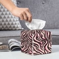 thumbnail image 4 of Leather Tissue Box Cover Square - Tiger zebra stripes print pink Waterproof Tissue Box Holder Paper Case Organizer Dispenser for Modern Home Office Room Home Bathroom Decor, 4 of 7