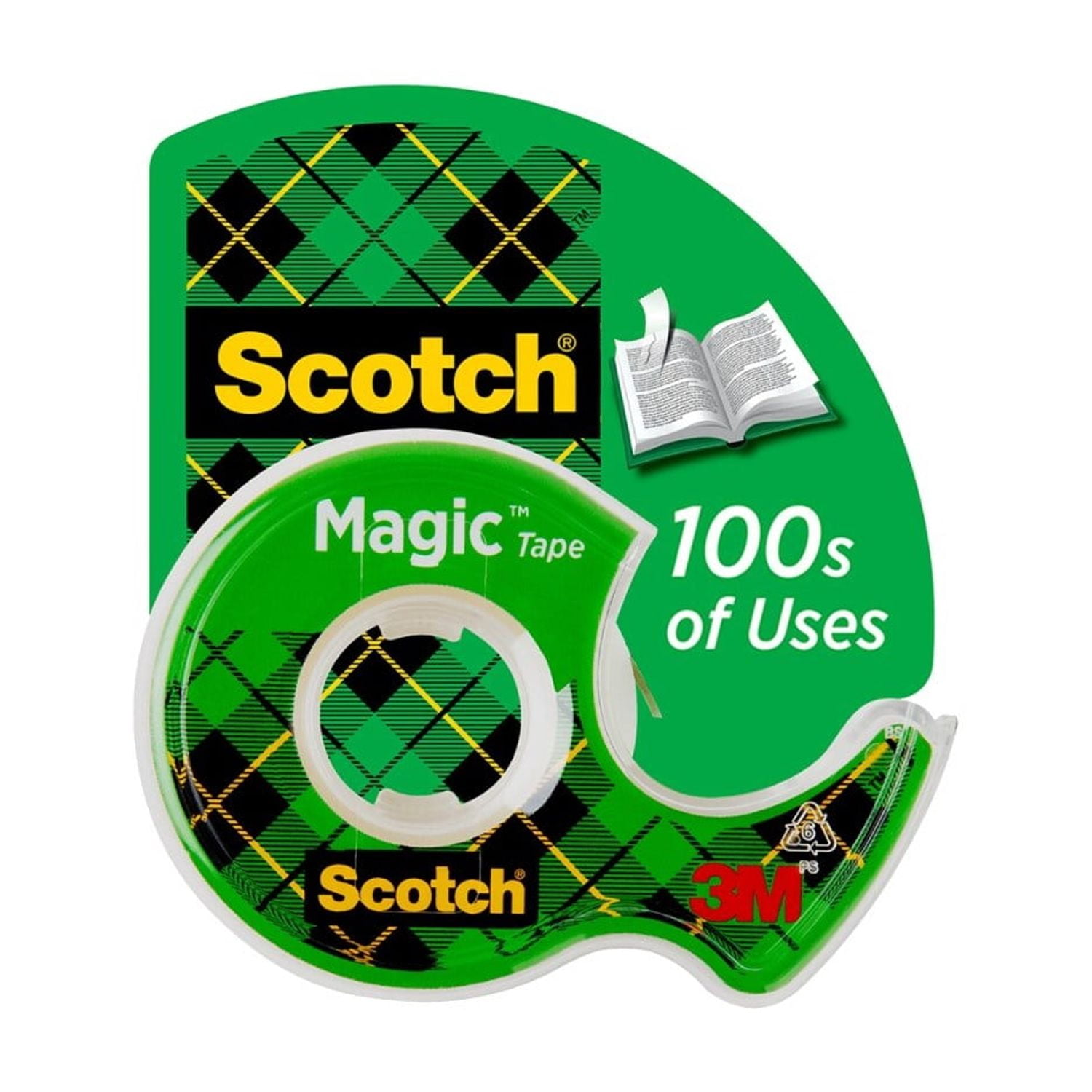 (3 pack) Scotch Magic Tape Dispenser, Clear, 3/4" x 650", 1 Dispenser