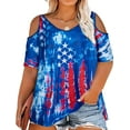 thumbnail image 5 of DEXIO Plus Size American Flag Shirt Women Cold Shoulder Shirt 4th of July Tops Funny Patriotic Memorial Day Tops,2X, 5 of 7