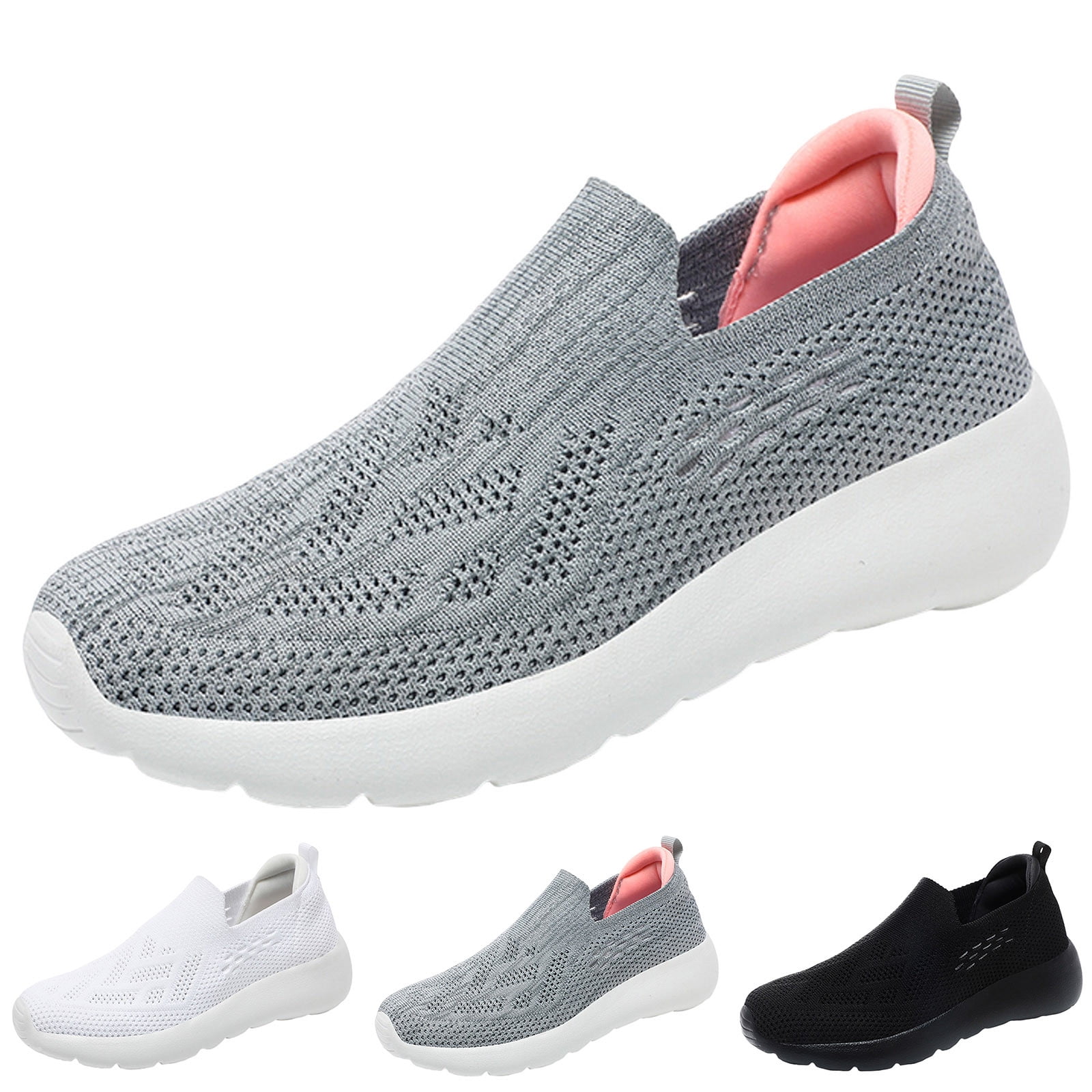 kpoplk Walking Shoes Womens Walking Shoes - Sock Sneakers Daily Casual Shoes Slip on Comfortable Nursing Work Shoes White,8.5