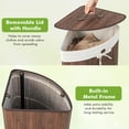 thumbnail image 4 of RONG-3 Corner Laundry Hamper with Lid, 58 L Bamboo Laundry Basket with Removable Liner & Handle, Triangle Clothes Hamper for Small Spaces, Bedroom, Bathroom, Laundry & Living Room ,Brown, 4 of 9