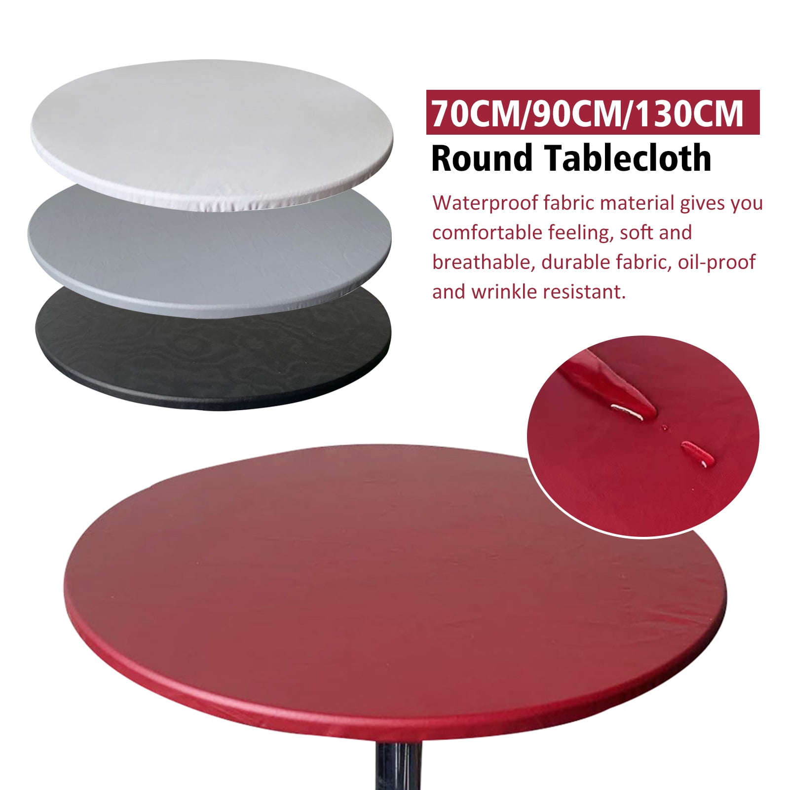 Calidaka Waterproof Solid Round, How To Make A Round Table Cover With Elastic