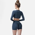 thumbnail image 5 of Women's High Waist Ruched Seamless Shorts with Stretch Fabric - Small, Navy, 5 of 6