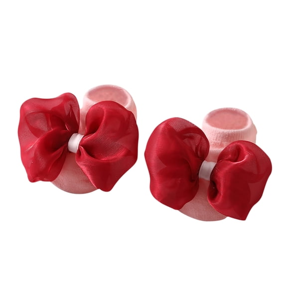 Wxirdiow Little Girls Cotton Socks Baby Girls Socks Non-Slip Grips for Babies Toddler Ankle Socks for Girls Red Size,12-24Months