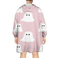 thumbnail image 2 of Wearable Oversized Blanket,Pink Halloween Ghosts Wearable Blanket Hoodie for Adults,Cozy Hooded Blankets with Super Pockets,Super Warm Fuzzy Pullover for Women & Men, 2 of 6