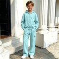 thumbnail image 5 of Xyant Boys Girls Athletic Sweatsuit 2 Pieces Full Zip Hoodie Wide Leg Pants Tracksuit Fall Winter Back to School Clothes,Size 11-12 Years, 5 of 7