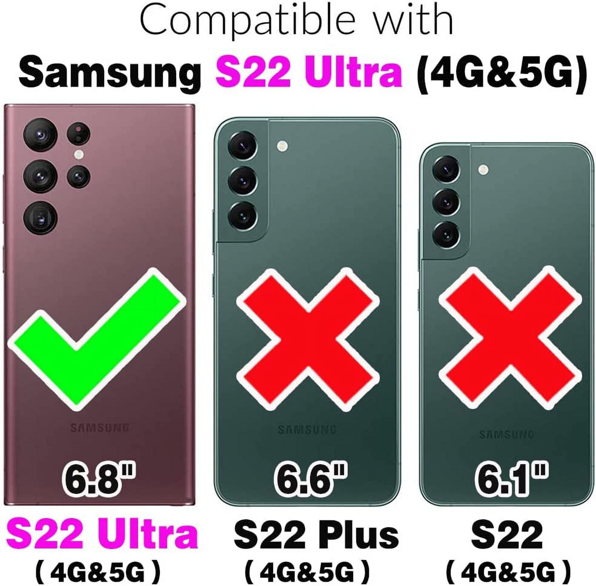 Phone Case for Samsung Galaxy S22 Ultra 5G Zipper Wallet Cover with Tempered Glass Screen Protector and Flip Cash Card Holder Cell Accessories Gaxaly S22ultra 22S S 22 22ultra G5 Women Men Red