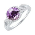 thumbnail image 2 of Sterling Silver with Natural Amethyst and White Zircon Halo Ring, 2 of 3