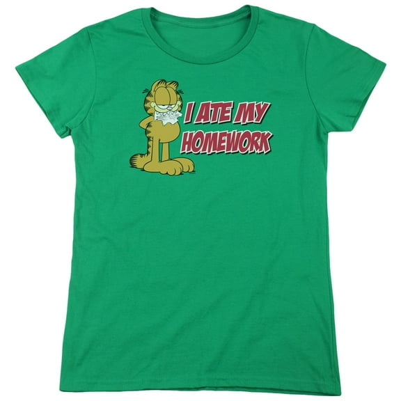 Garfield I Ate My Homework S/S Women's T-Shirt Kelly Green