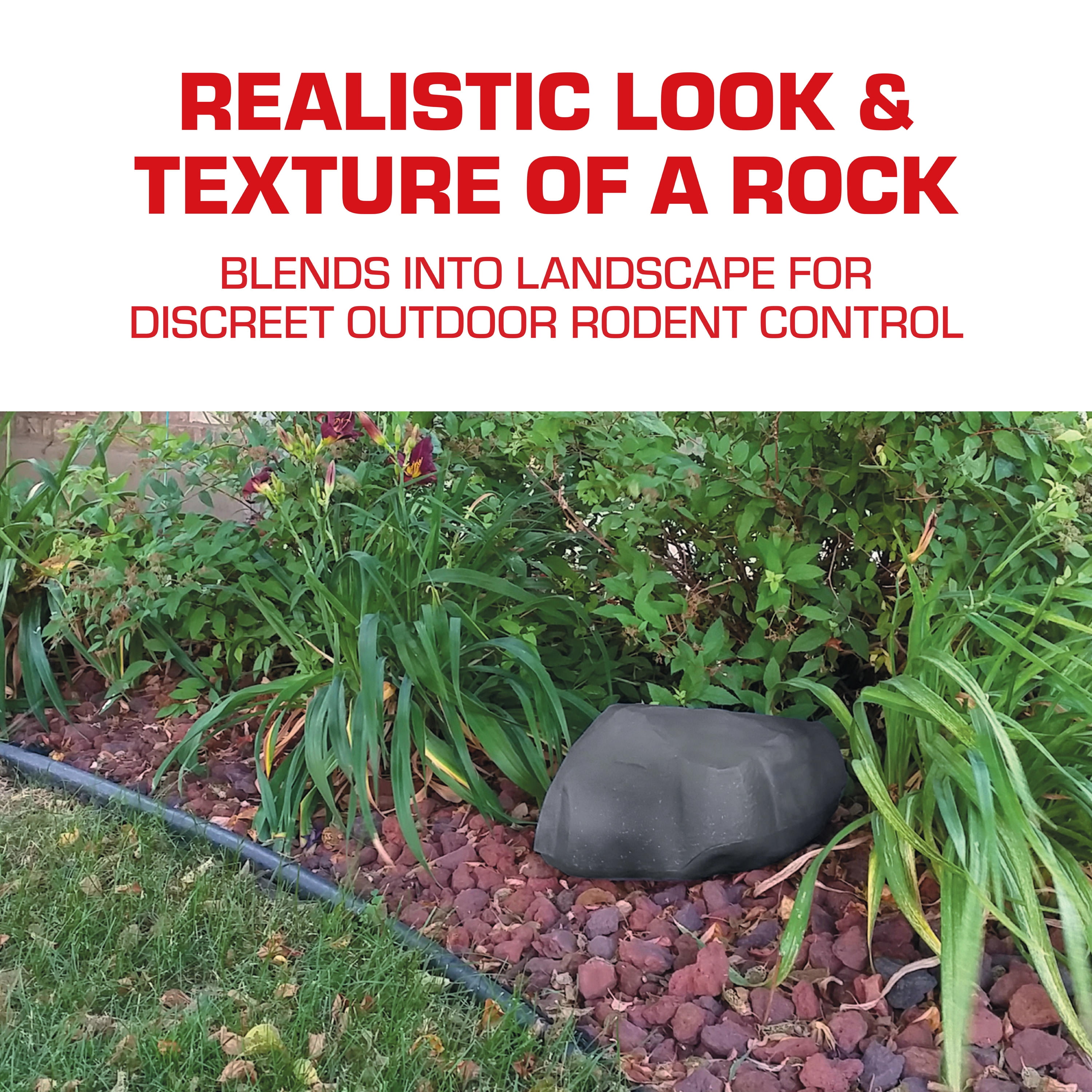 TOMCAT Rockscape Bait Station: Rat and Mouse Killer, Discreetly Place Outdoors, Refillable, Kid and Dog Resistant