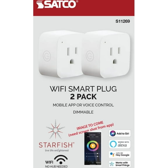 Satco 11269 - 10A/SMART-PLUG/SF/2PK (MINI SQ S11269 Straight Blade Wall Outlets