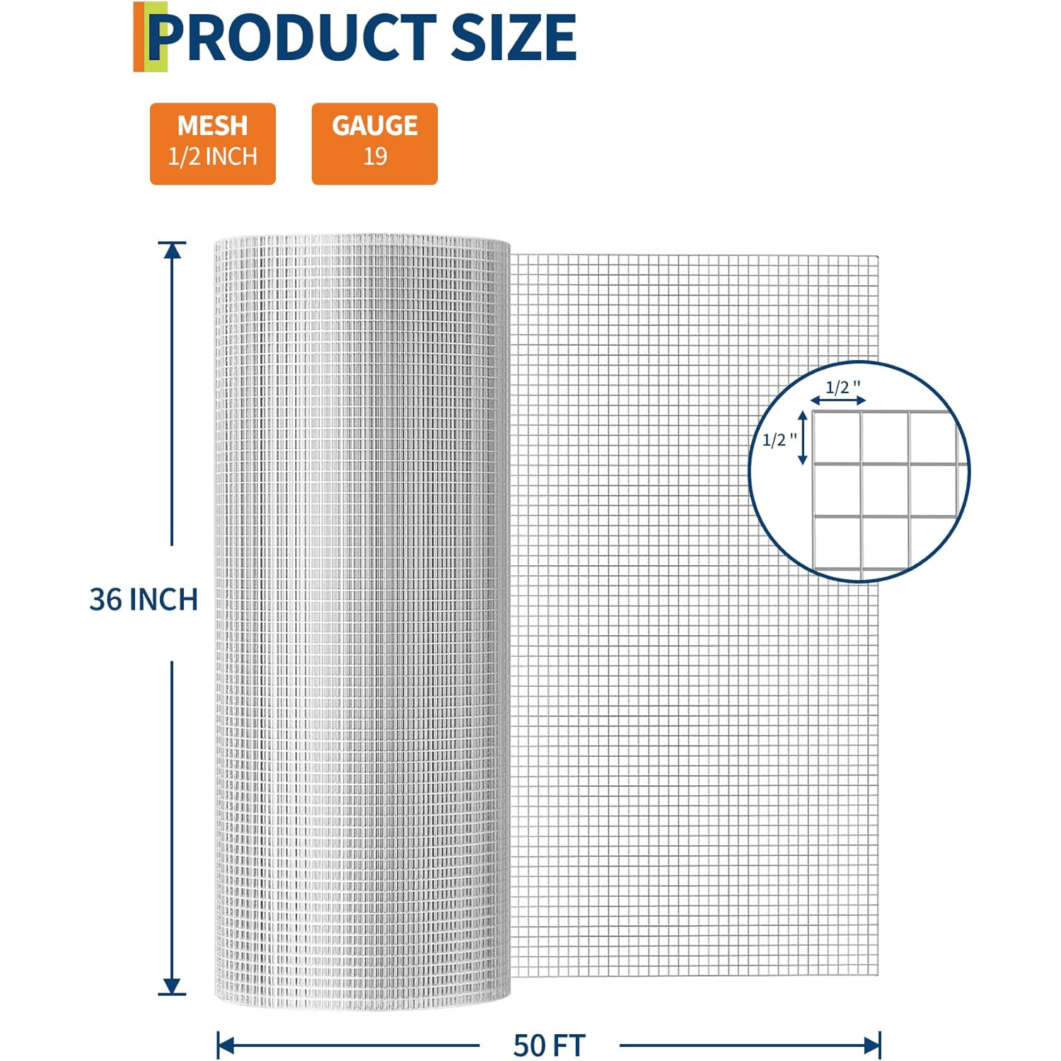 1/2 inch Hardware Cloth - Hot-Dip Galvanized After Welding Wire Mesh Roll  Chicken Fence, Rabbit Guard, Tree Protection Heavy Duty Metal Screen