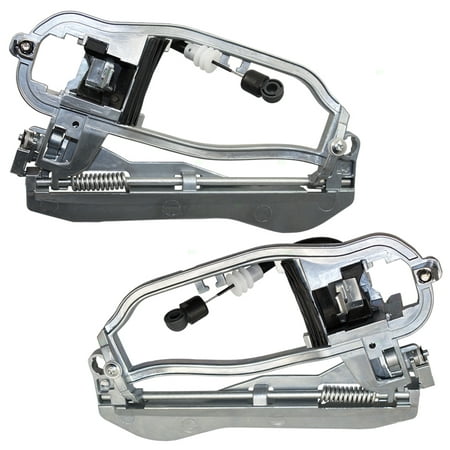 Pair Set Front Outside Exterior Door Handle Carriers Housing w/ Cable & Base Replacement for BMW X5 51218243615