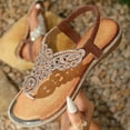 thumbnail image 3 of IUJSOY Flip Flops for Women Bohemian Rhinestone Gladiator Sandals Elastic Ankle Strap Flats Shoes, 3 of 9