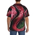 thumbnail image 3 of Pofeuu Red Viper Jungle Intensity Print Mens Casual Short Sleeve Shirts Beach Summer Spread Collar Pocket Tops Men's Casual Short-sleeved Shirt-3X-Large, 3 of 5