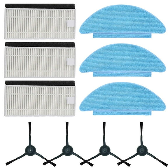 10 Pcs Replacement Parts Accessories Compatible with Laresar L6 Nex Robot Vacuums - 3 Mop Cloths, 3 Filters, 4 Side Brushes