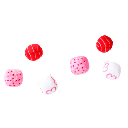 Midlee Valentine Plush Balls Dog Toy - Set of 6