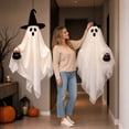 thumbnail image 7 of 2 Packs Halloween Hanging Light-Up Ghost Decorations with Witch Hat Bow, Cute Spooky Couple Ghost Ornaments with Cauldron for Outdoor Indoor Porch Yard Garden Home Halloween Party Decoration, 7 of 7