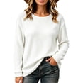 thumbnail image 2 of Sevevn Women's Soft Long Sleeve Crewneck Knit Jumper, Ribbed Knit Casual Pullover Sweater, Fall Tops for Office Casual, Shopping & Road Trips, 2 of 5
