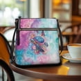 thumbnail image 3 of ZUXONGSY Tie-Dye Turtle Butterfly Floral Print PU Shoulder Bag for Women Fashion Shoulder Purse Bag Handbags Lightweight Messenger Bag with Zipper Pocket for Daily Use Travel, 3 of 7